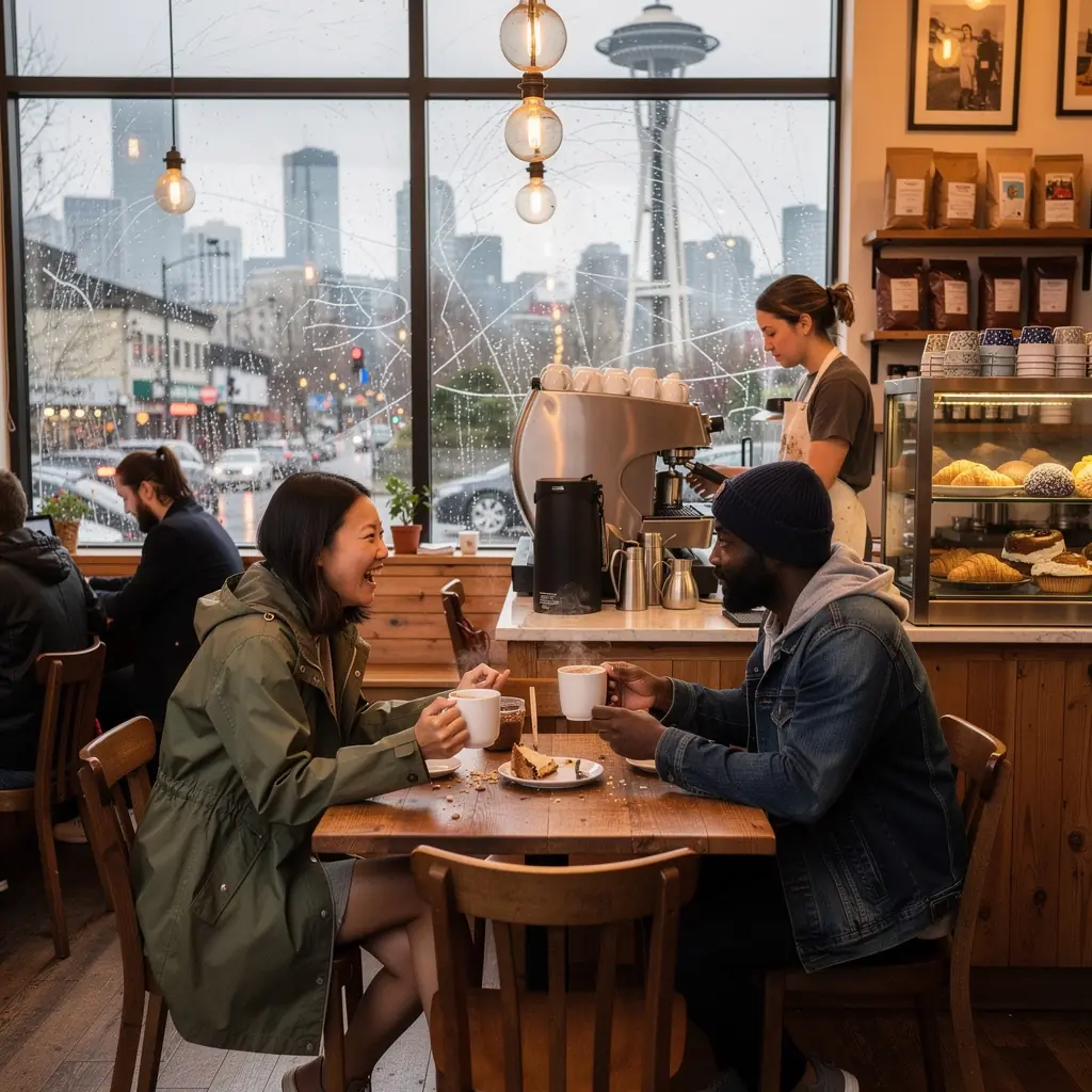 Grupa turystów odkrywających smakowite dania w różnych stoiskach na rynku.